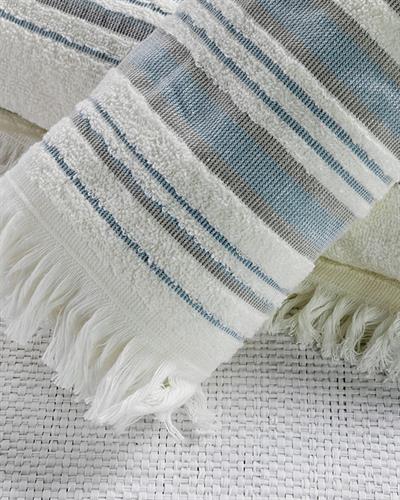 Retro Комплект Кърпи За Баня 2 бр. на райе 50x85+75x150 cm Екрю - Син