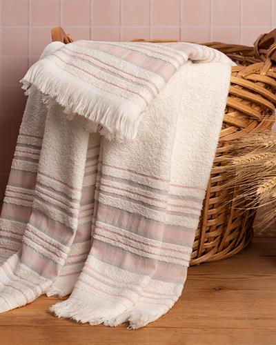 Retro Хавлия За Баня Компл 2Бр., На Райета, Екру-Лилаво, 50 X 85Cm + 70 X 150Cm