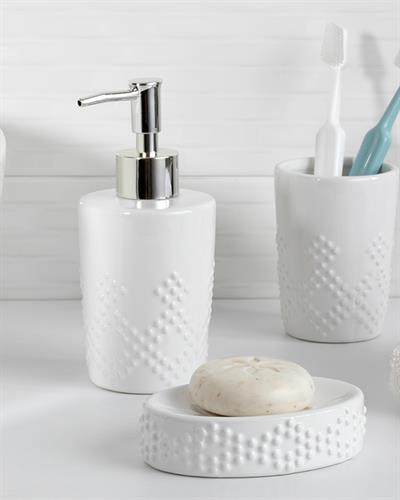 Retro Dots Комплект За Баня Керамика 7x7x10 cm Бял