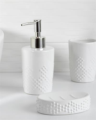 Retro Dots Комплект За Баня Керамика 7x7x10 cm Бял