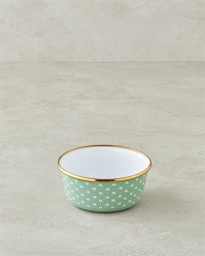 Retro Floral Купа Емайлиран 12 см Зелен