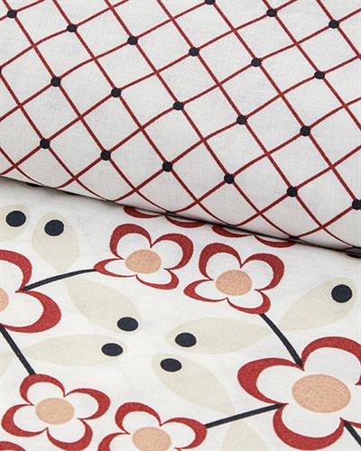 Retro Glam Спален Комплект Двоен Памук 200x220 см Червен