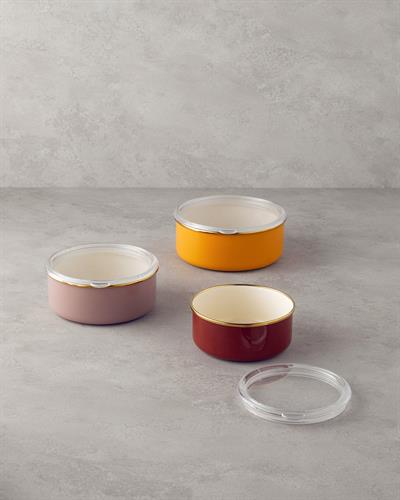 Retro Mood Кутия За Съхранение 3 бр. Емайлиран 0,70 x 1 x 1,4 л Бордо-Розов-Жълт
