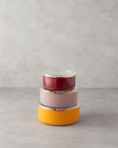 Retro Mood Кутия За Съхранение 3 бр. Емайлиран 0,70 x 1 x 1,4 л Бордо-Розов-Жълт