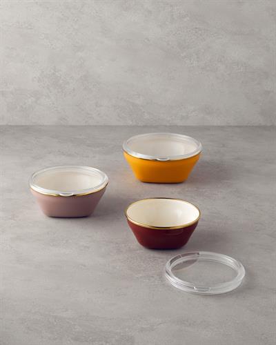 Retro Mood Кутия За Съхранение 3 бр. Емайлиран 0,55 x 0,75 x 1,10 л Бордо-Розов-Жълт