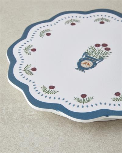 Retro Realm Кухненски Прибори Подложка За Топло Сервиране Меламин 17 см Бял - Син