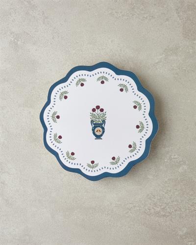 Retro Realm Кухненски Прибори Подложка За Топло Сервиране Меламин 17 см Бял - Син