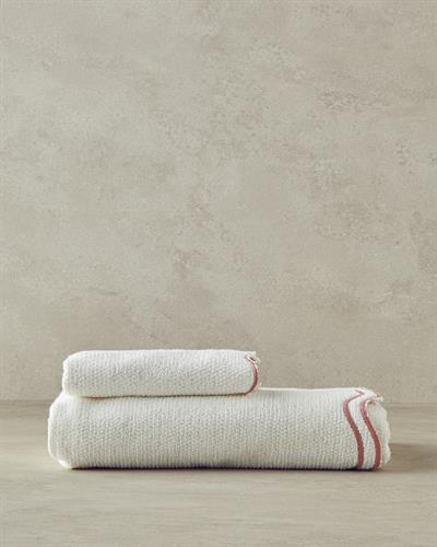 Retro Waves Кърпа За Ръце С бродерия Памучен 30x45 см Екрю - Розов