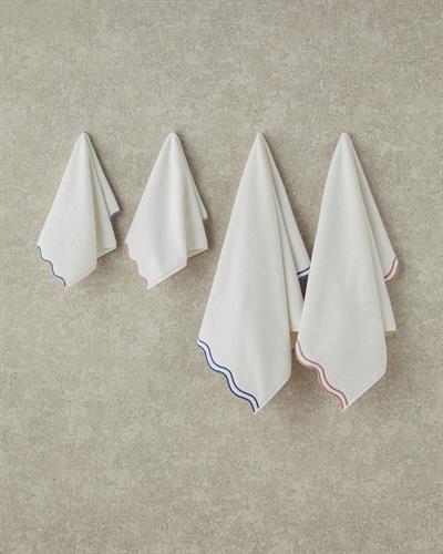 Retro Waves Кърпа За Ръце С бродерия Памучен 30x45 см Екрю - Розов