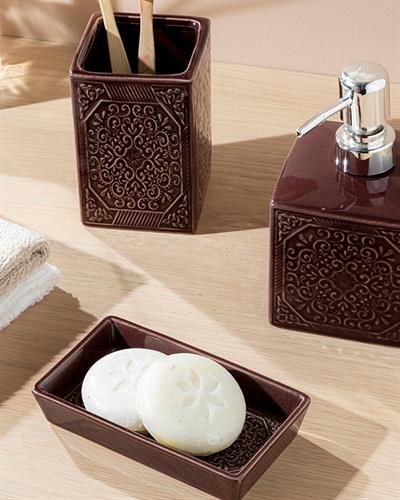 Rhonda Комплект За Баня Бордо Червено, 10 X 10 X 15Cm+8 X 8 X 11Cm+8 X 13 X 3Cm