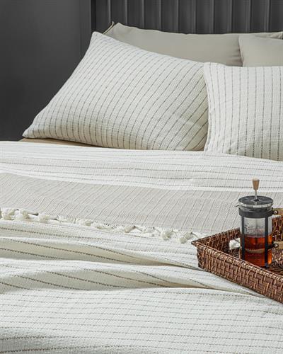 Rhys Покривка За Легло К Двоен Размер, Тъкан, Бежово, 240 X 260 Cm