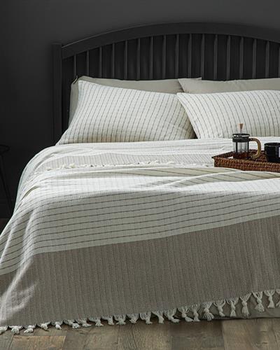 Rhys Покривка За Легло К Двоен Размер, Тъкан, Бежово, 240 X 260 Cm