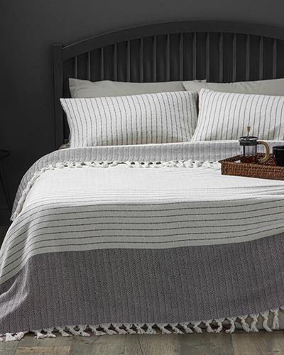 Rhys Покривка За Легло К Двоен Размер, Тъкан, Антрацит, 240 X 260 Cm