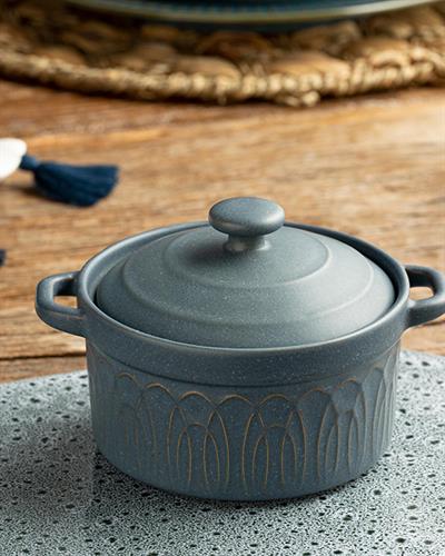 Ripple Мини Тенджера Каменна керамика 14x9 см Морскосин