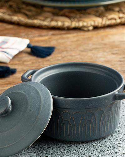 Ripple Мини Тенджера Каменна керамика 14x9 см Морскосин