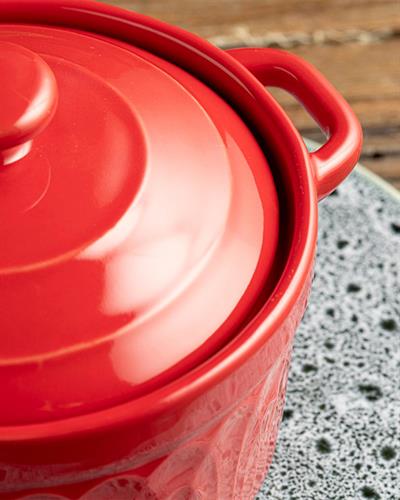 Ripple Мини Тенджера Каменна керамика 14x9 см Червен