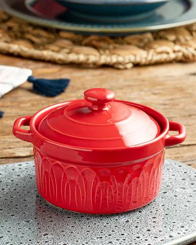 Ripple Мини Тенджера Каменна керамика 14x9 см Червен