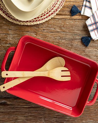 Ripple Тепсия За Фурна Stoneware, Червено, 36 X 21 Cm