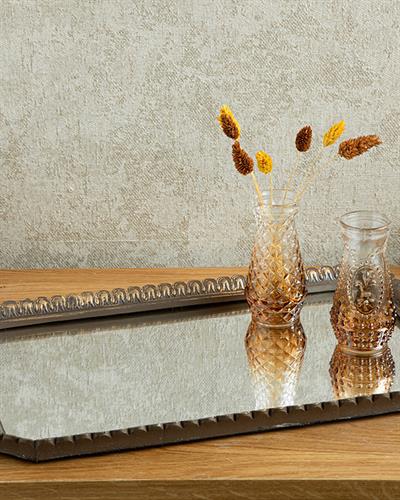 Rita With Mirror Decorative Tray 30x55 cm Brown