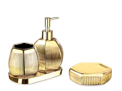 Rita КОМПЛЕКТ ЗА БАНЯ 4 Set 10x16+9x9+11,5x3,5+19x10x2 cm Златисто