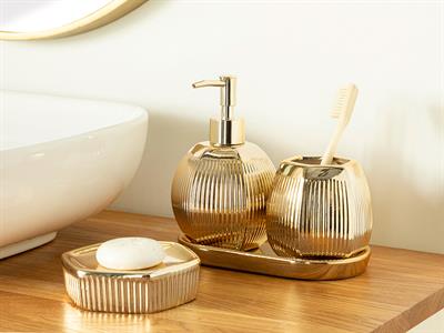 Rita КОМПЛЕКТ ЗА БАНЯ 4 Set 10x16+9x9+11,5x3,5+19x10x2 cm Златисто