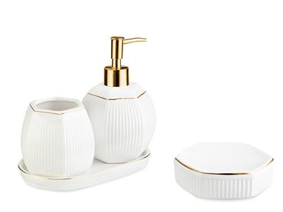 Rita КОМПЛЕКТ ЗА БАНЯ 4 Set 10x16+9x9+11,5x3,5+19x10x2 cm White-Gold.