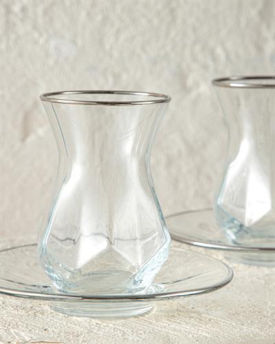 Ritz Сервиз За Чай 12 Бр. За 6 Души, Стъкло, Сребристо, 165 Ml