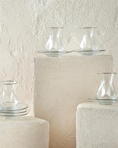 Ritz Сервиз За Чай 12 Бр. За 6 Души, Стъкло, Сребристо, 165 Ml