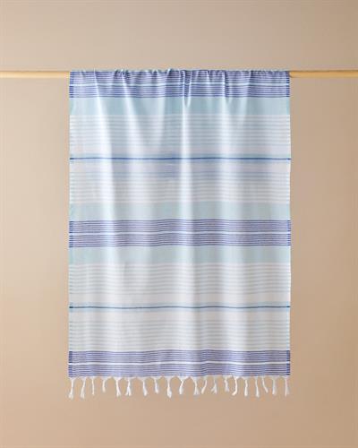 River Rejenere Striped Peshtemal 90x150 cm Dark Blue- Blue