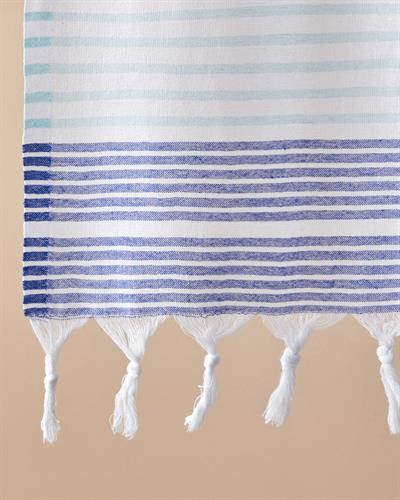 River Rejenere Striped Peshtemal 90x150 cm Dark Blue- Blue