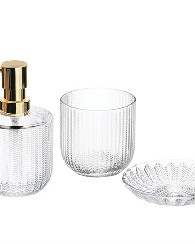 Rolena 3 Set Bathroom Set 8x8x18+8x8x8+10x10x3cm Transparent