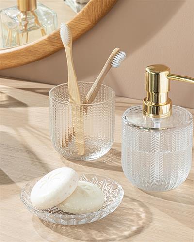 Rolena 3 Set Bathroom Set 8x8x18+8x8x8+10x10x3cm Transparent