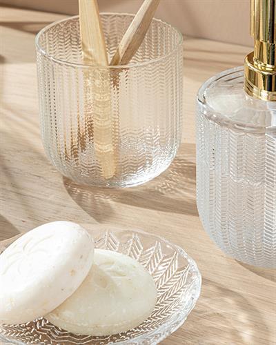 Rolena 3 Set Bathroom Set 8x8x18+8x8x8+10x10x3cm Transparent