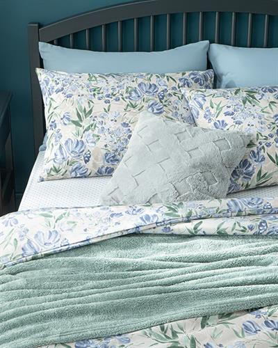Romantic Bloom Спално Бельо Компле Двоен Размер, Лесно За Гладене, Синьо, 200 X 220 Cm