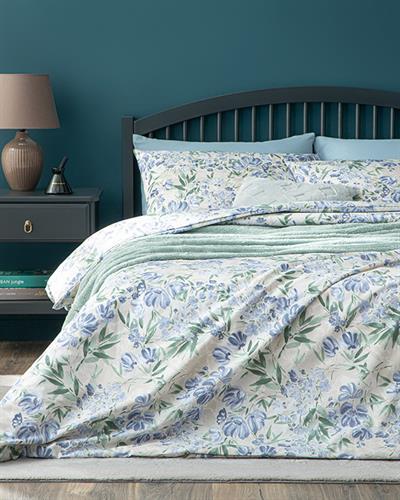 Romantic Bloom Спално Бельо Компле Двоен Размер, Лесно За Гладене, Синьо, 200 X 220 Cm