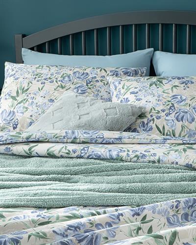 Romantic Bloom Спално Бельо Компле Двоен Размер, Лесно За Гладене, Синьо, 200 X 220 Cm