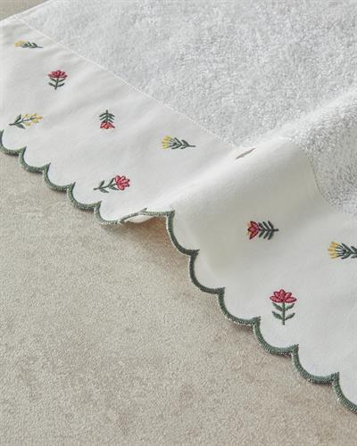 Romantic Flowers Кърпа За Лице С бродерия Памучен 50x80 см Екрю