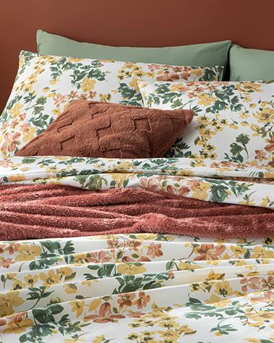 Romantic Ivy Спално Бельо Компле Единичен Размер, Лесно За Гладене, Теракота, 160 X 220 Cm
