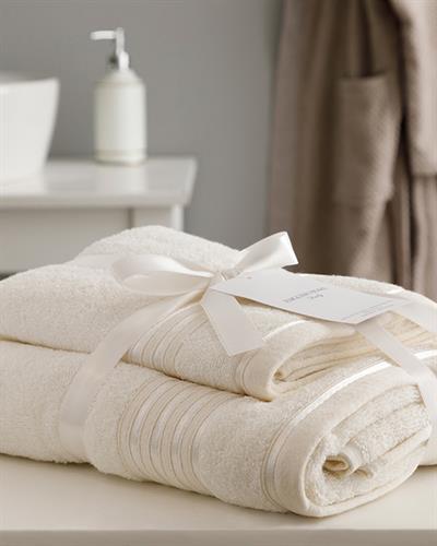 Romantic Stripe Комплект Кърпи За Баня С лента Памучен 50x85см + 70x150см Екрю