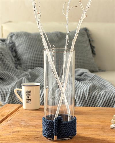 Rope Ваза Тъмно Синьо, 12 X 12 X 30 Cm