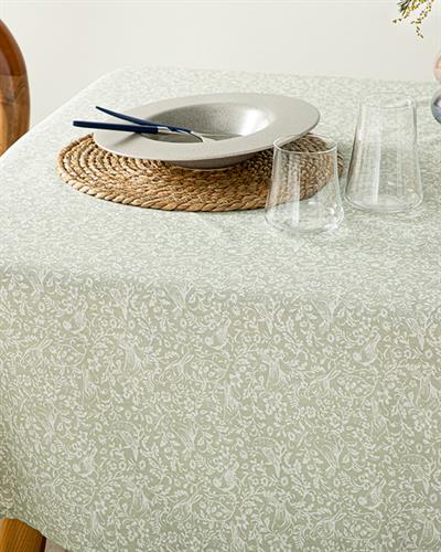 Rosa Green Birds Покривка За Маса С Пискюли, Поликоттон, Зелено, 150 X 220 Cm