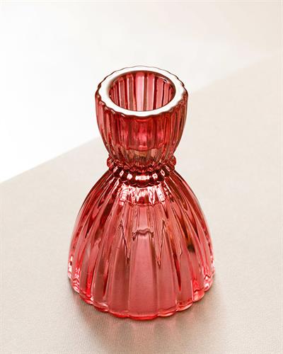 Rosa Stripe Свещник Стъкло 6x6x9 cm Дамсон
