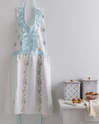 Rosalinda Кухненска Престилка С волан Полиестер 80x85 см Бял - Син