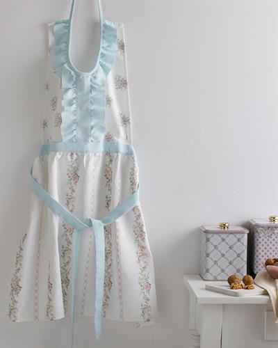 Rosalinda Кухненска Престилка С волан Полиестер 80x85 см Бял - Син