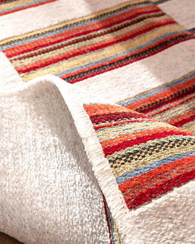 Rosaline Килим Тъкан, Бяло - Тухлено Червено, 120 X 180 Cm