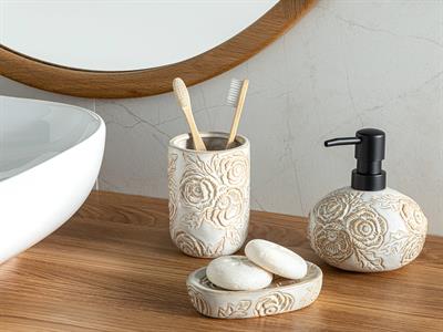 Rose Комплект За Баня Светлокафяво., 9 X 14+7,5 X 9,5+12 X 2,7 Cm