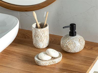 Rose Комплект За Баня Светлокафяво., 9 X 14+7,5 X 9,5+12 X 2,7 Cm