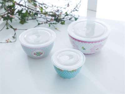 Rose And Lace КУТИЯ ЗА СЪХРАНЕНИЕ 3 комплект Bone China 10 - 11 - 12 cm Pink