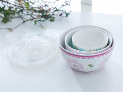 Rose And Lace КУТИЯ ЗА СЪХРАНЕНИЕ 3 комплект Bone China 10 - 11 - 12 cm Pink