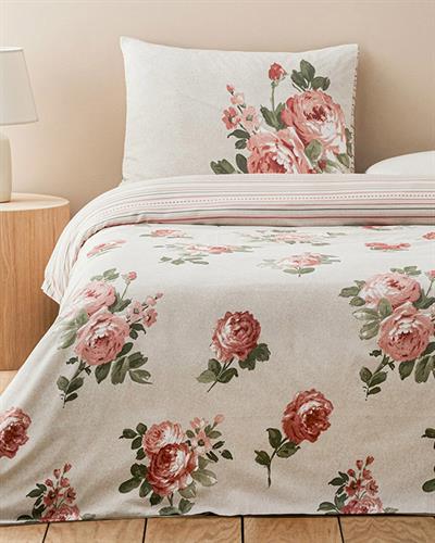 Rose Bouquet Спален Комплект Единичен Лесно за гладене 160x220 см Розов